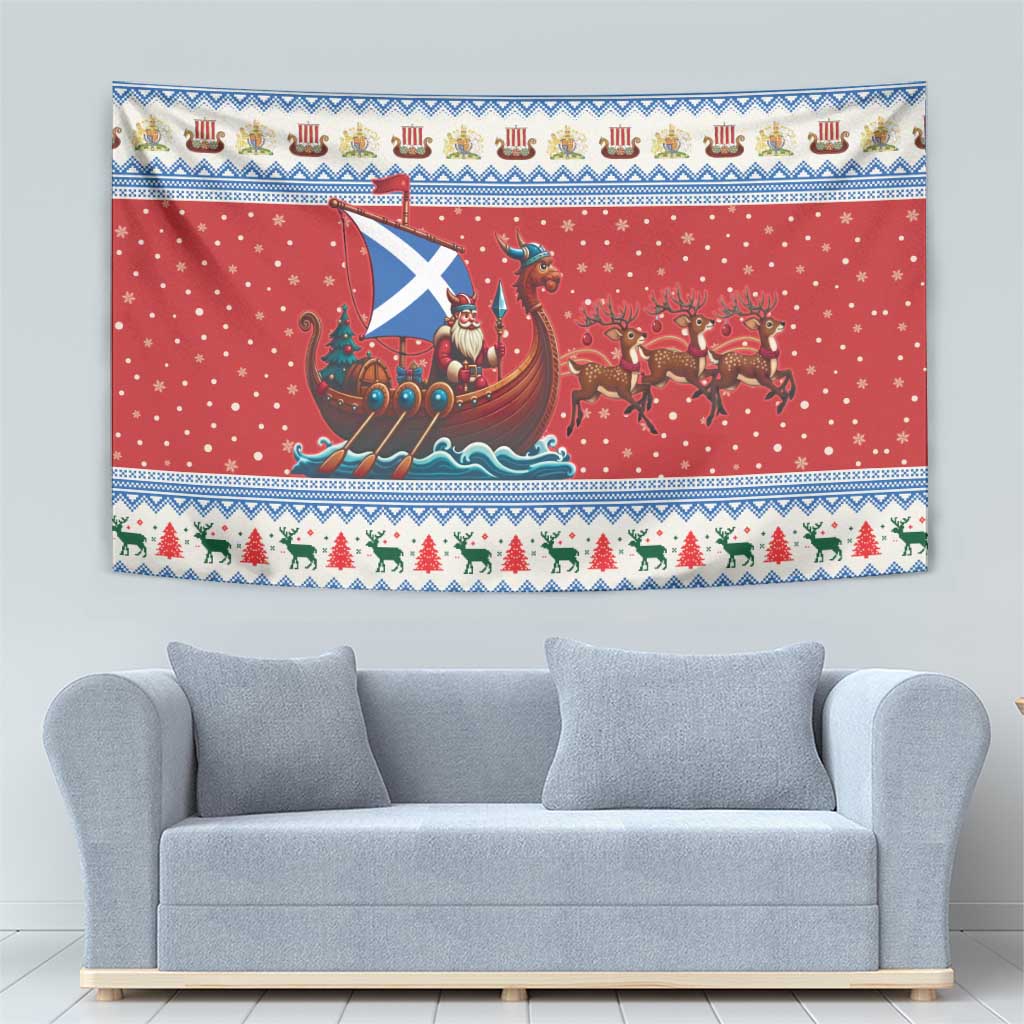Scotland Viking Santa Christmas Tapestry Funny Reindeer Norse Xmas - Wonder Print Shop