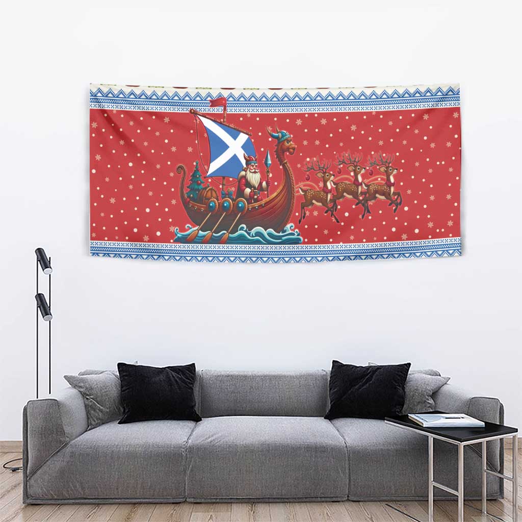 Scotland Viking Santa Christmas Tapestry Funny Reindeer Norse Xmas - Wonder Print Shop
