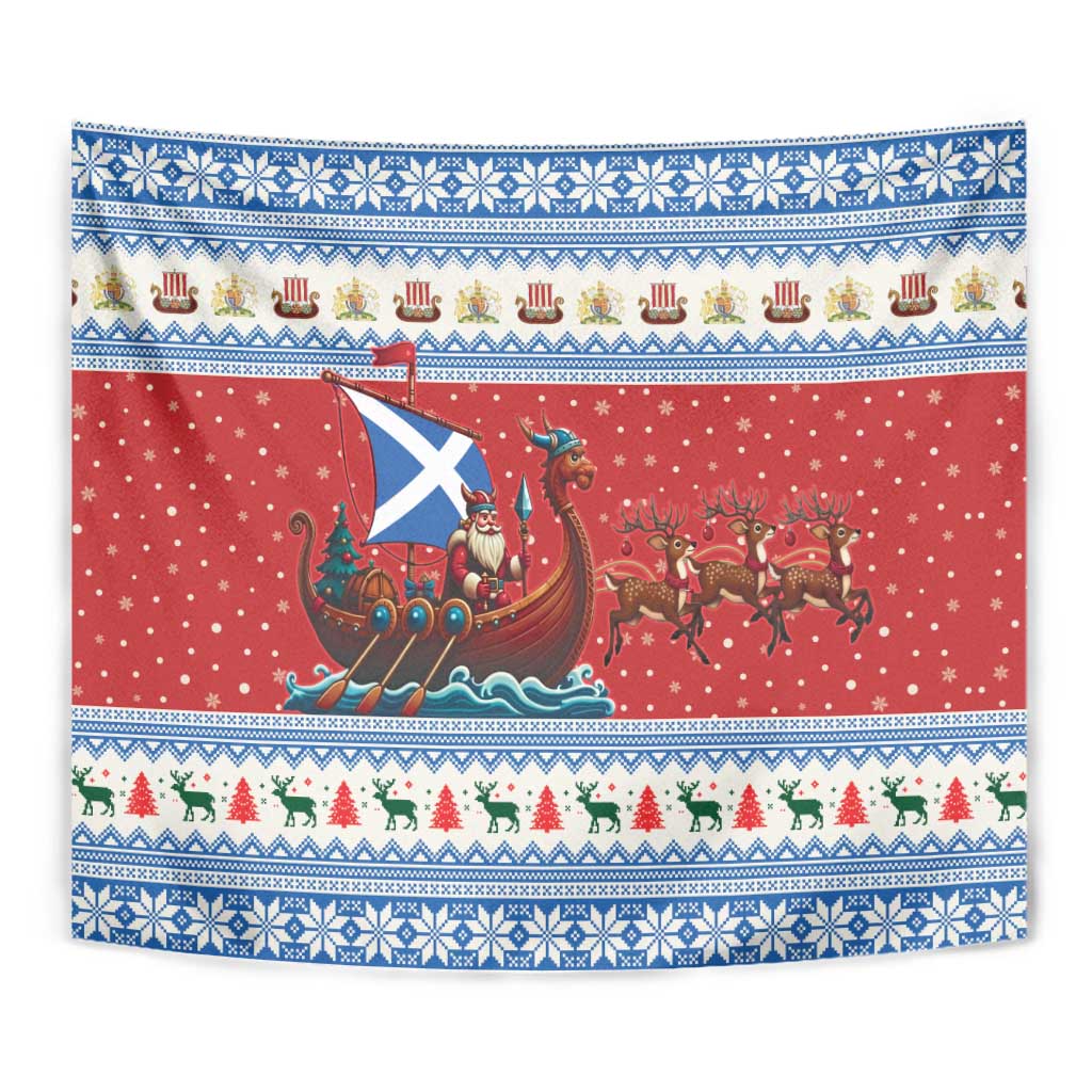 Scotland Viking Santa Christmas Tapestry Funny Reindeer Norse Xmas - Wonder Print Shop