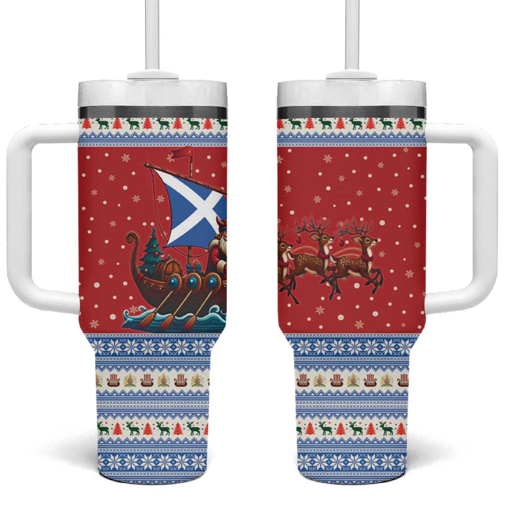 Scotland Viking Santa Christmas Tumbler With Handle Funny Reindeer Norse Xmas - Wonder Print Shop