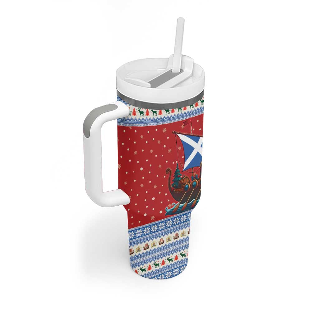 Scotland Viking Santa Christmas Tumbler With Handle Funny Reindeer Norse Xmas - Wonder Print Shop