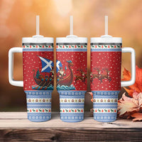 Scotland Viking Santa Christmas Tumbler With Handle Funny Reindeer Norse Xmas - Wonder Print Shop