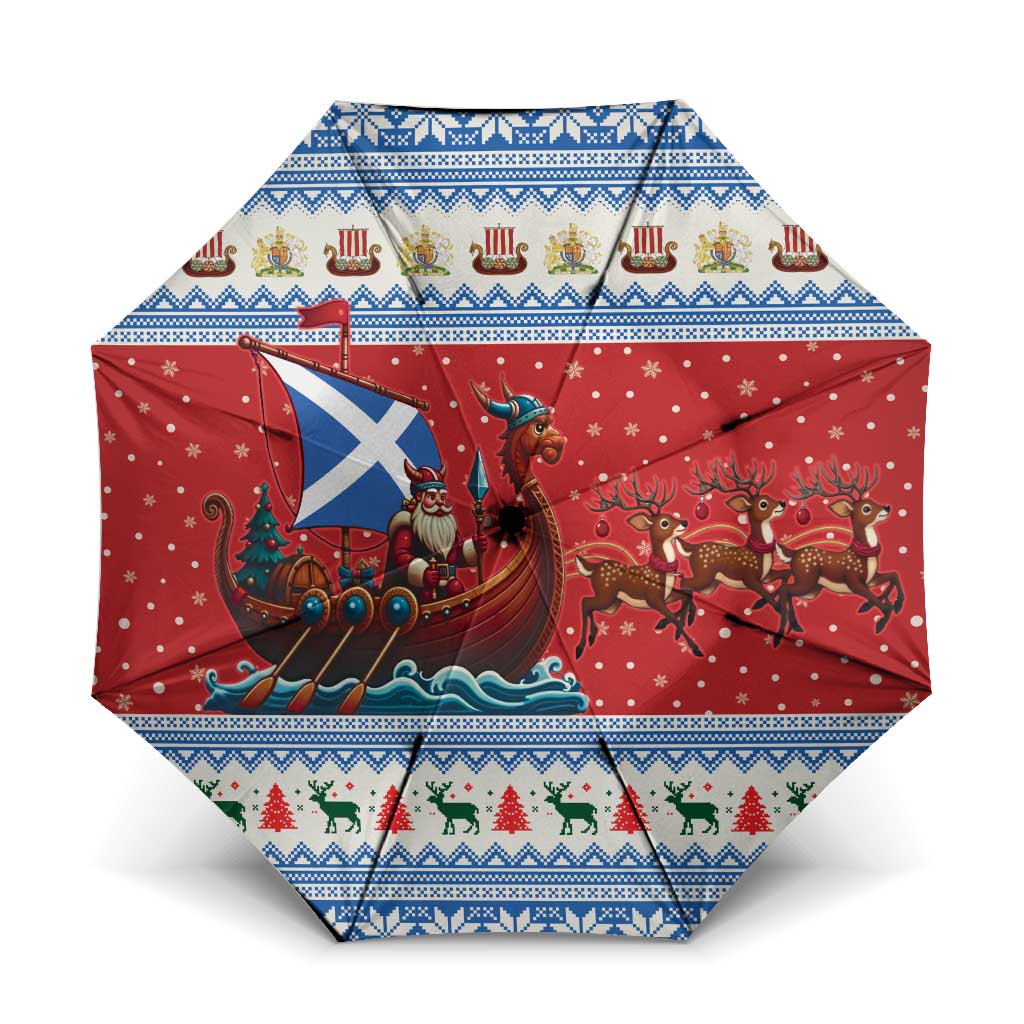 Scotland Viking Santa Christmas Umbrella Funny Reindeer Norse Xmas - Wonder Print Shop
