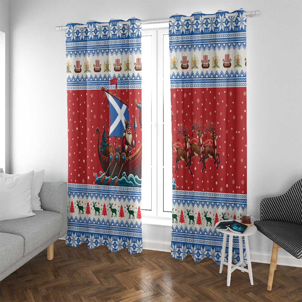 Scotland Viking Santa Christmas Window Curtain Funny Reindeer Norse Xmas - Wonder Print Shop