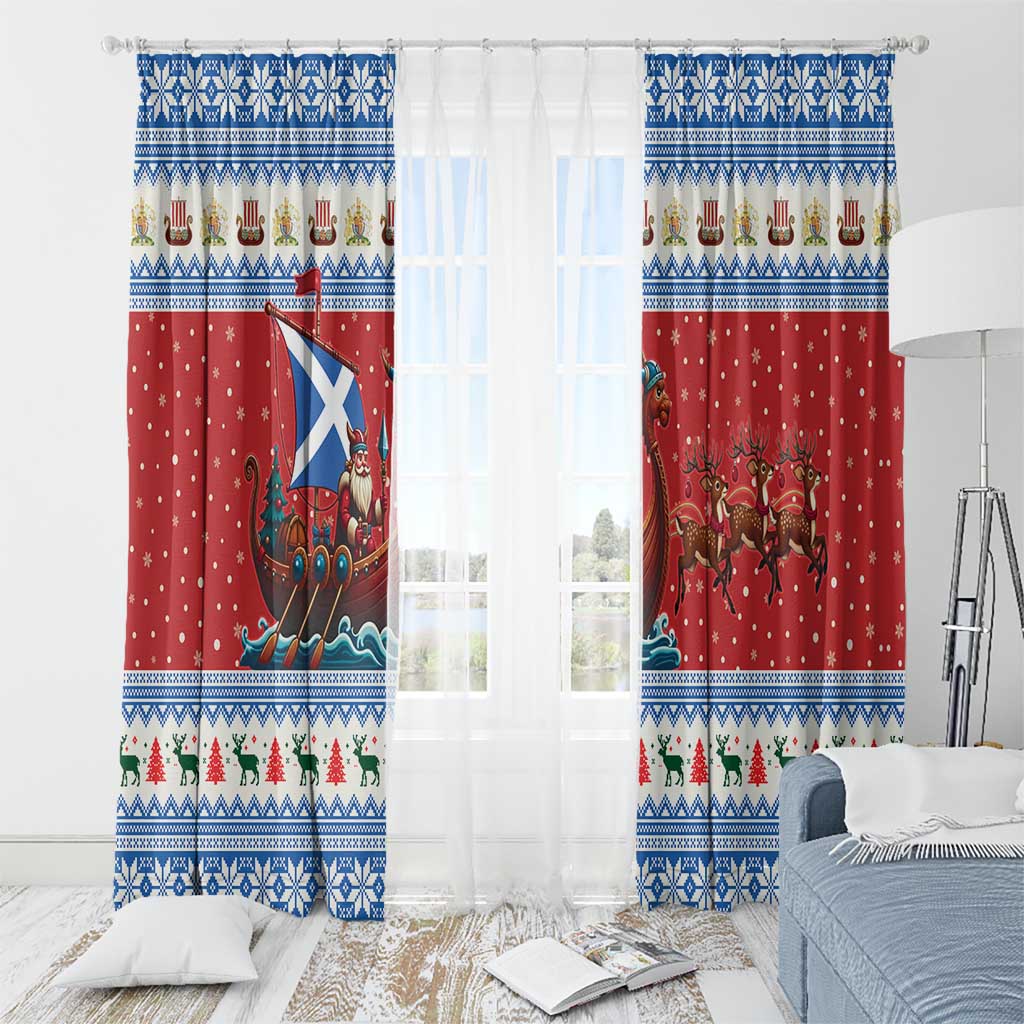 Scotland Viking Santa Christmas Window Curtain Funny Reindeer Norse Xmas - Wonder Print Shop