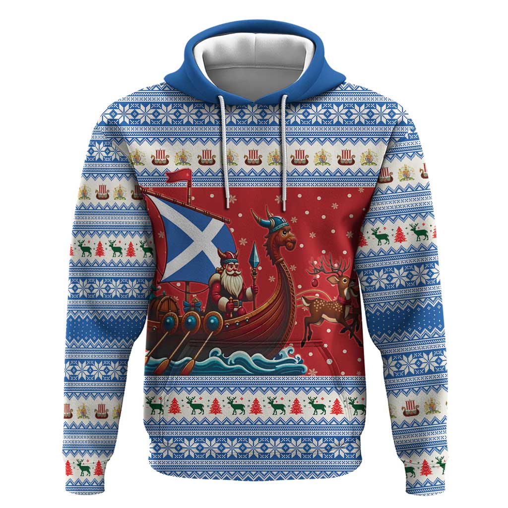 Scotland Viking Santa Christmas Zip Hoodie Funny Reindeer Norse Xmas - Wonder Print Shop