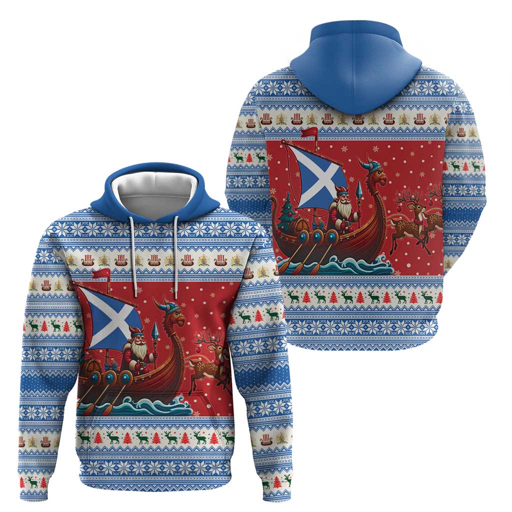 Scotland Viking Santa Christmas Zip Hoodie Funny Reindeer Norse Xmas - Wonder Print Shop