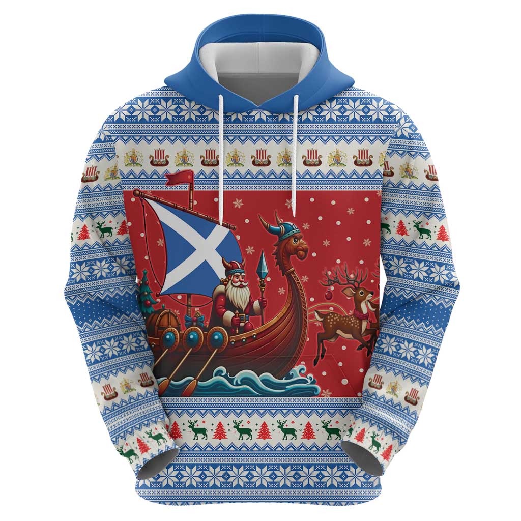 Scotland Viking Santa Christmas Zip Hoodie Funny Reindeer Norse Xmas - Wonder Print Shop