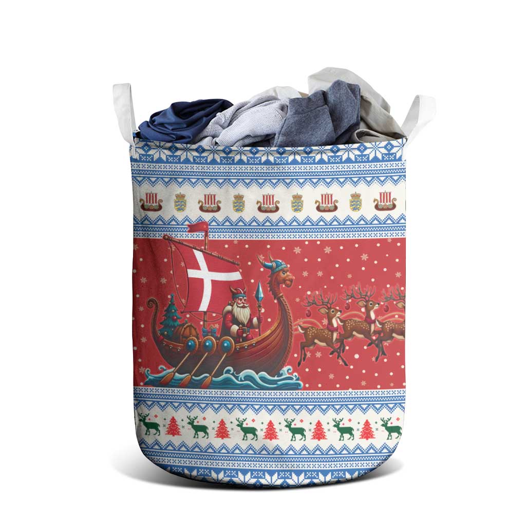 Denmark Viking Santa Christmas Laundry Basket Funny Reindeer Norse Xmas - Wonder Print Shop