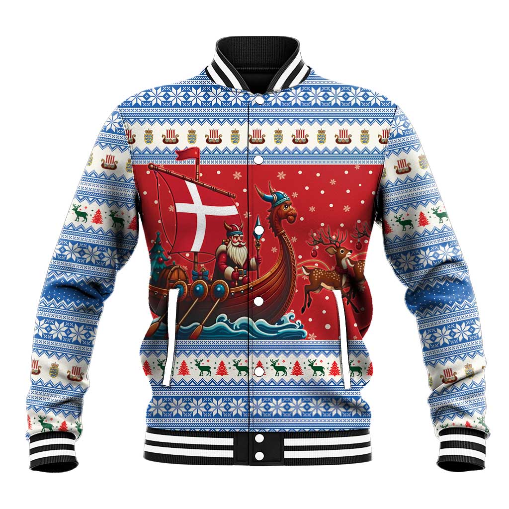 Denmark Viking Santa Christmas Baseball Jacket Funny Reindeer Norse Xmas - Wonder Print Shop