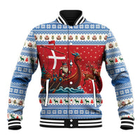 Denmark Viking Santa Christmas Baseball Jacket Funny Reindeer Norse Xmas - Wonder Print Shop