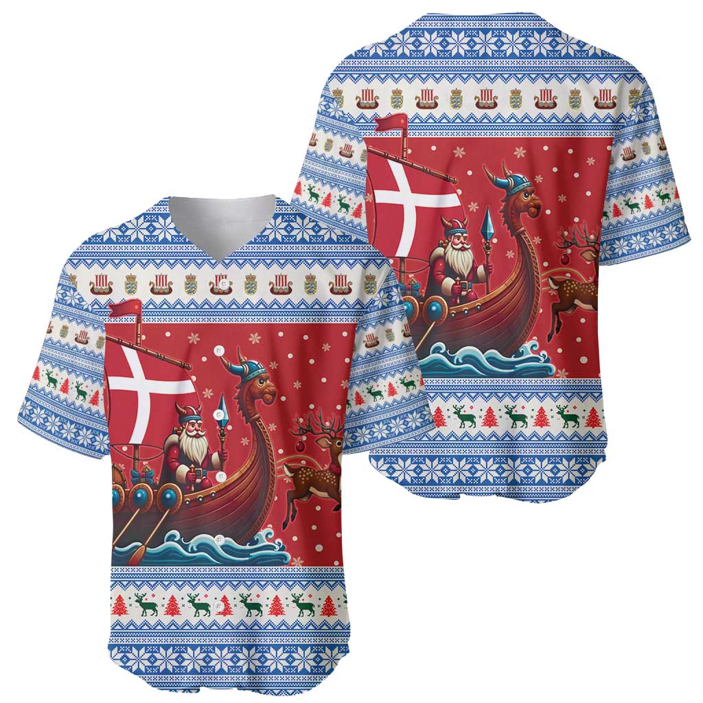 Denmark Viking Santa Christmas Baseball Jersey Funny Reindeer Norse Xmas - Wonder Print Shop
