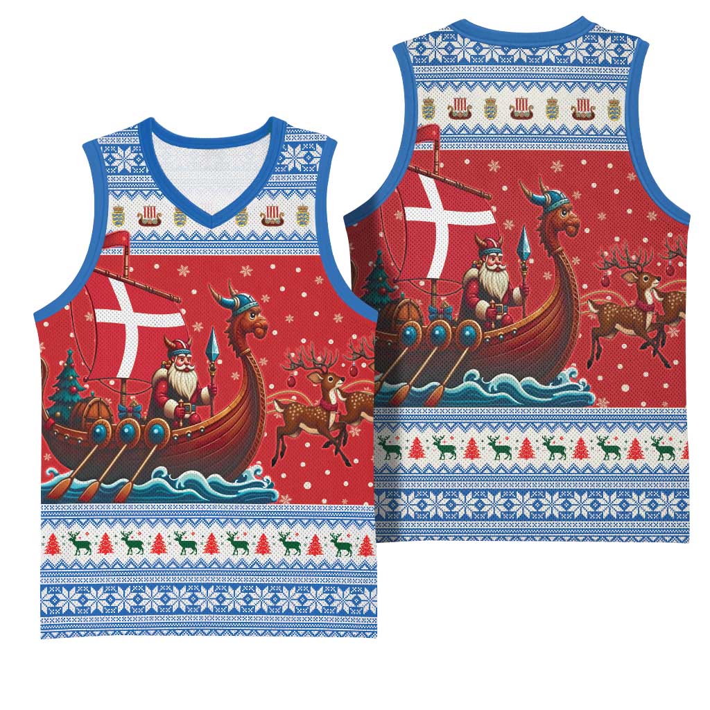 Denmark Viking Santa Christmas Basketball Jersey Funny Reindeer Norse Xmas - Wonder Print Shop