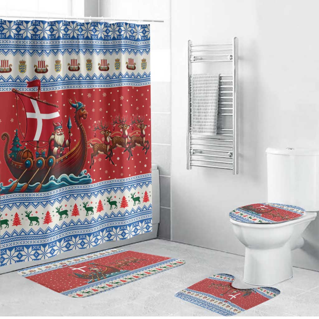 Denmark Viking Santa Christmas Bathroom Set Funny Reindeer Norse Xmas - Wonder Print Shop