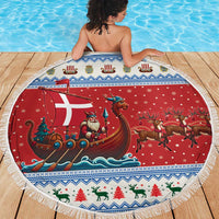 Denmark Viking Santa Christmas Beach Blanket Funny Reindeer Norse Xmas - Wonder Print Shop