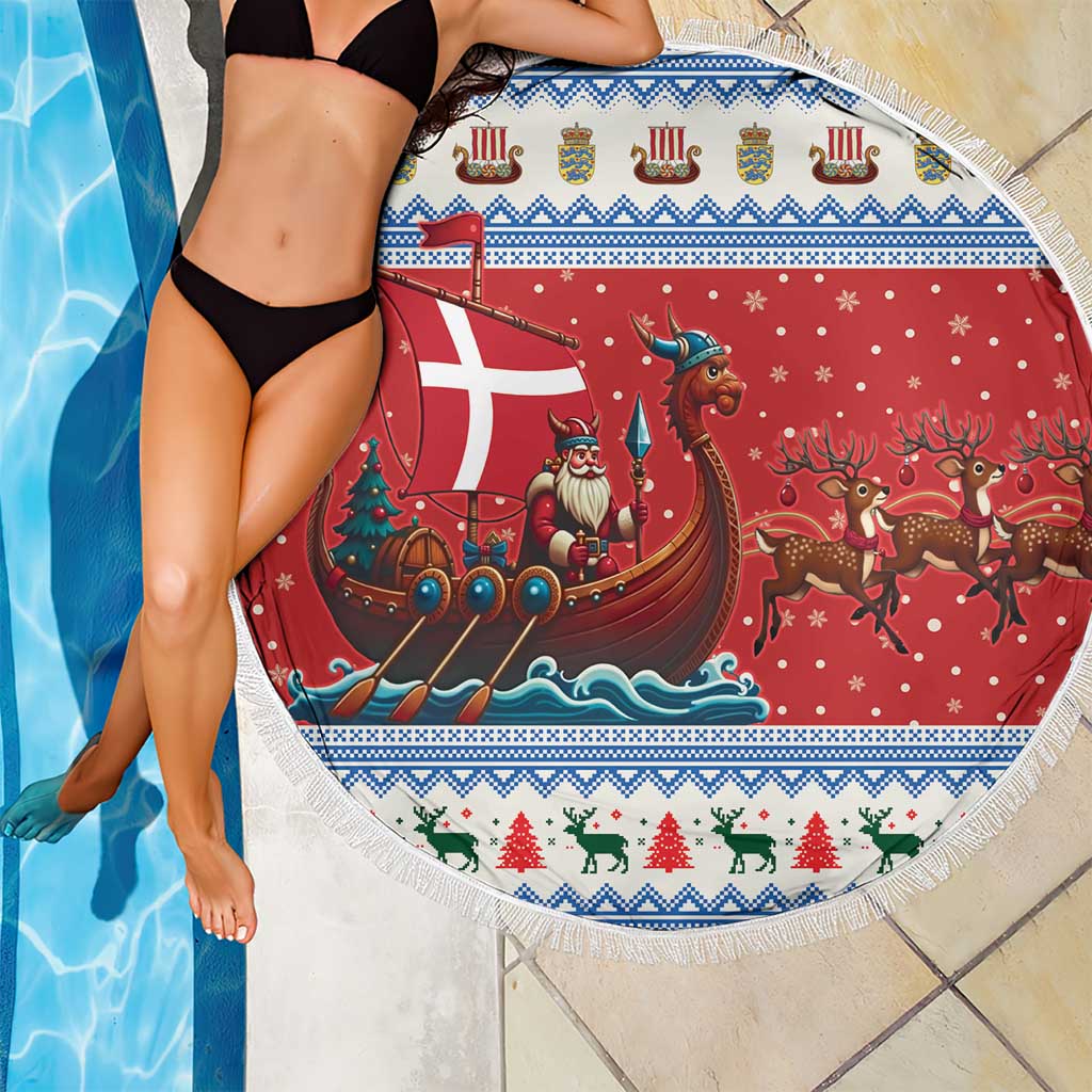 Denmark Viking Santa Christmas Beach Blanket Funny Reindeer Norse Xmas - Wonder Print Shop