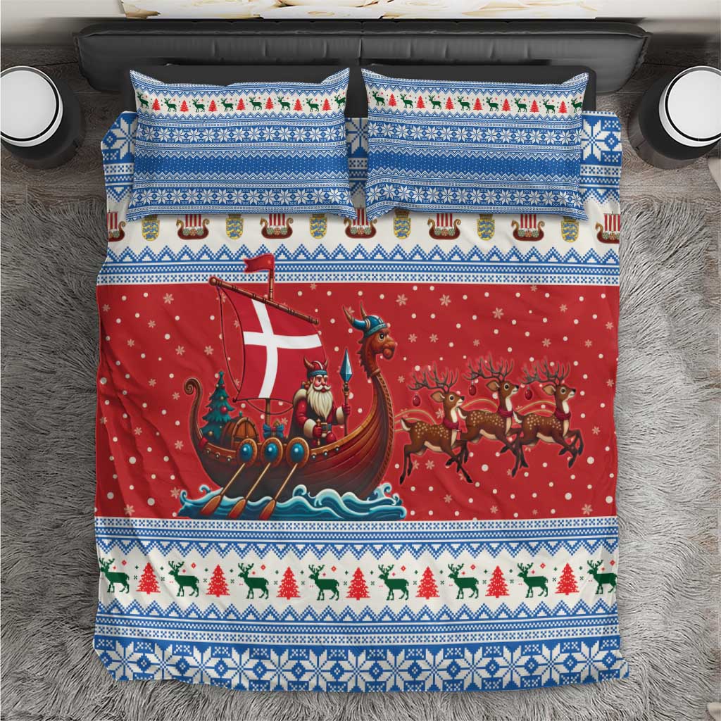 Denmark Viking Santa Christmas Bedding Set Funny Reindeer Norse Xmas - Wonder Print Shop