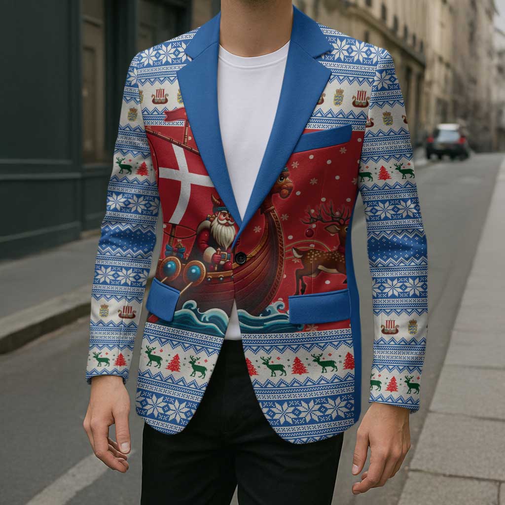 Denmark Viking Santa Christmas Blazer Funny Reindeer Norse Xmas - Wonder Print Shop