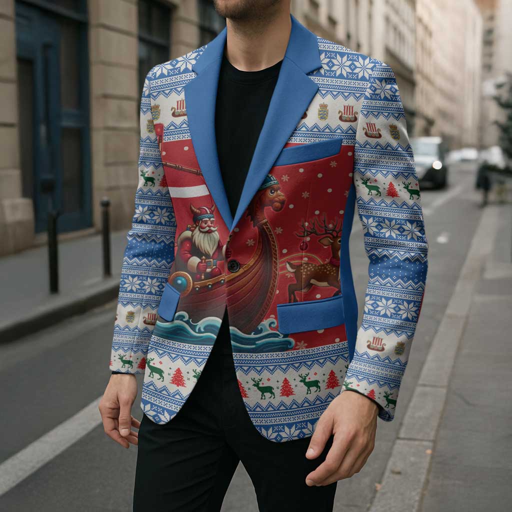 Denmark Viking Santa Christmas Blazer Funny Reindeer Norse Xmas - Wonder Print Shop