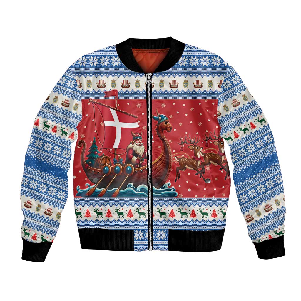 Denmark Viking Santa Christmas Bomber Jacket Funny Reindeer Norse Xmas - Wonder Print Shop