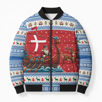 Denmark Viking Santa Christmas Bomber Puffer Jacket Funny Reindeer Norse Xmas - Wonder Print Shop
