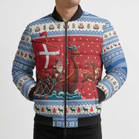 Denmark Viking Santa Christmas Bomber Puffer Jacket Funny Reindeer Norse Xmas - Wonder Print Shop