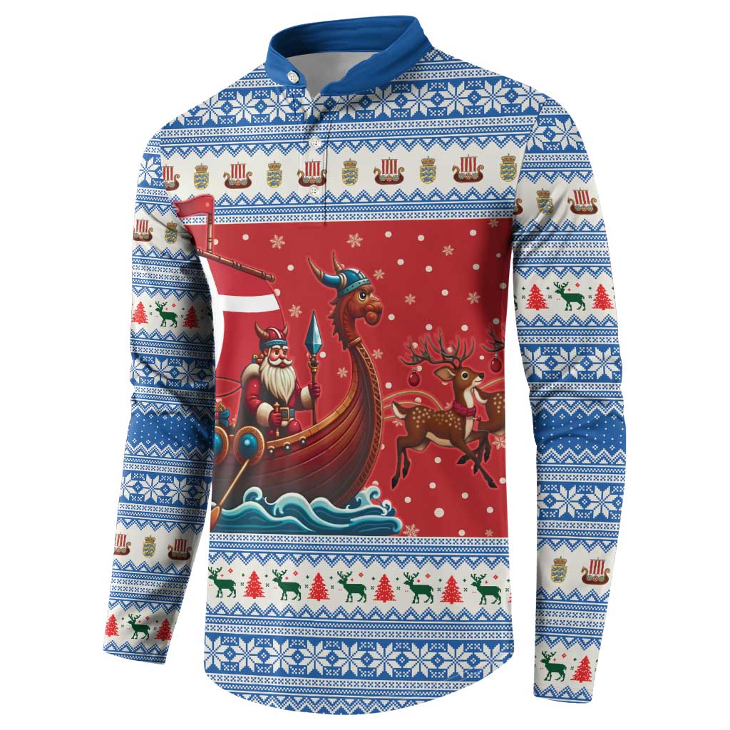 Denmark Viking Santa Christmas Button Sweatshirt Funny Reindeer Norse Xmas - Wonder Print Shop