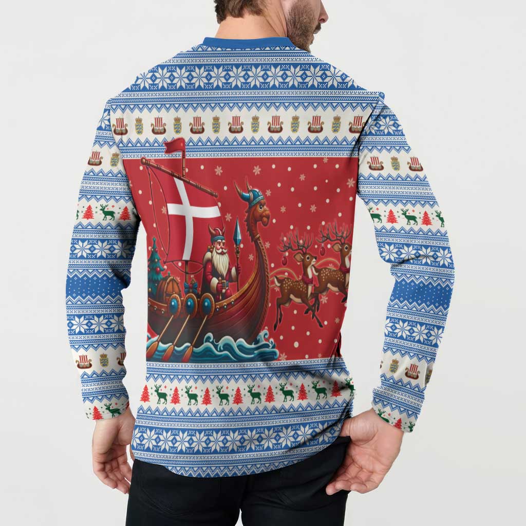 Denmark Viking Santa Christmas Button Sweatshirt Funny Reindeer Norse Xmas - Wonder Print Shop
