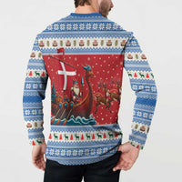 Denmark Viking Santa Christmas Button Sweatshirt Funny Reindeer Norse Xmas - Wonder Print Shop
