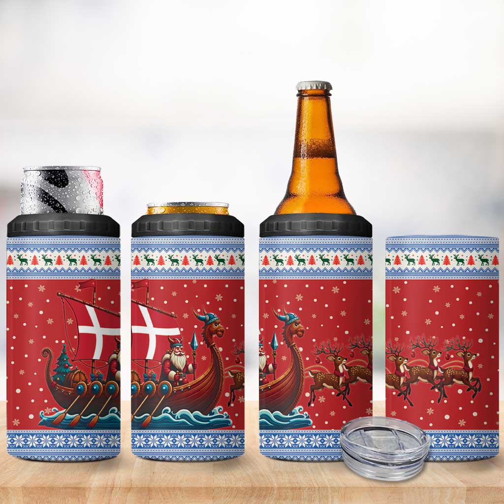 Denmark Viking Santa Christmas 4 in 1 Can Cooler Tumbler Funny Reindeer Norse Xmas - Wonder Print Shop