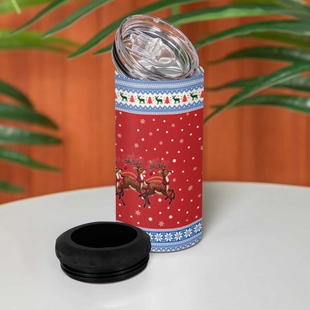 Denmark Viking Santa Christmas 4 in 1 Can Cooler Tumbler Funny Reindeer Norse Xmas - Wonder Print Shop