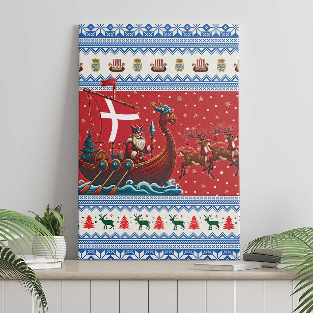Denmark Viking Santa Christmas Canvas Wall Art Funny Reindeer Norse Xmas - Wonder Print Shop