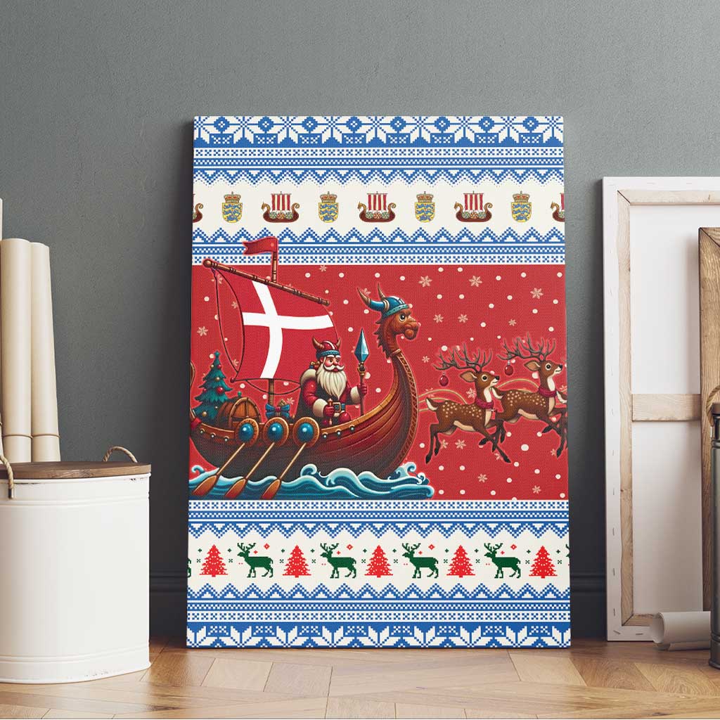 Denmark Viking Santa Christmas Canvas Wall Art Funny Reindeer Norse Xmas - Wonder Print Shop
