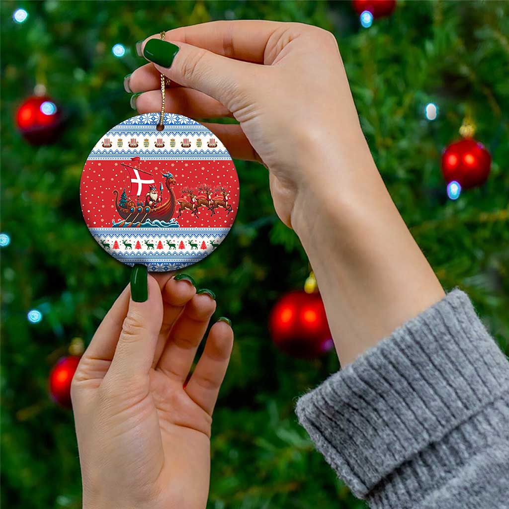 Denmark Viking Santa Christmas Ceramic Ornament Funny Reindeer Norse Xmas - Wonder Print Shop