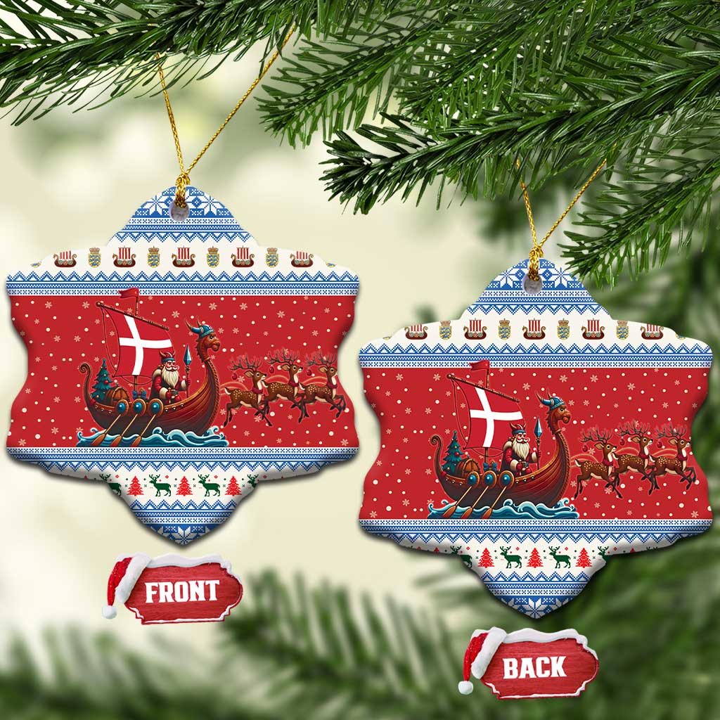Denmark Viking Santa Christmas Ceramic Ornament Funny Reindeer Norse Xmas - Wonder Print Shop