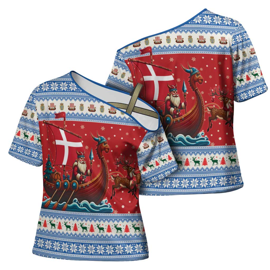 Denmark Viking Santa Christmas Cross Shoulder Shirt Funny Reindeer Norse Xmas - Wonder Print Shop