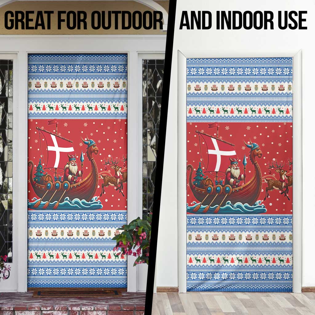 Denmark Viking Santa Christmas Door Cover Funny Reindeer Norse Xmas - Wonder Print Shop