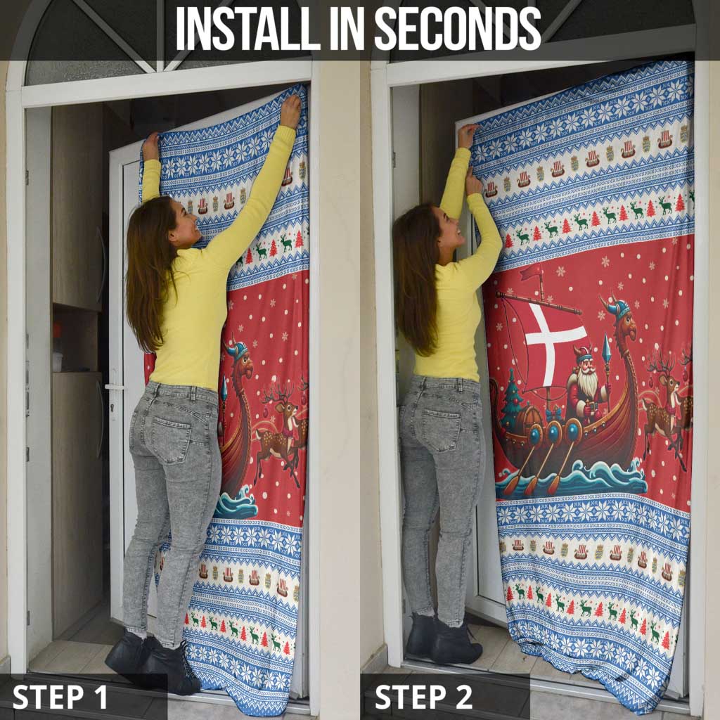 Denmark Viking Santa Christmas Door Cover Funny Reindeer Norse Xmas - Wonder Print Shop