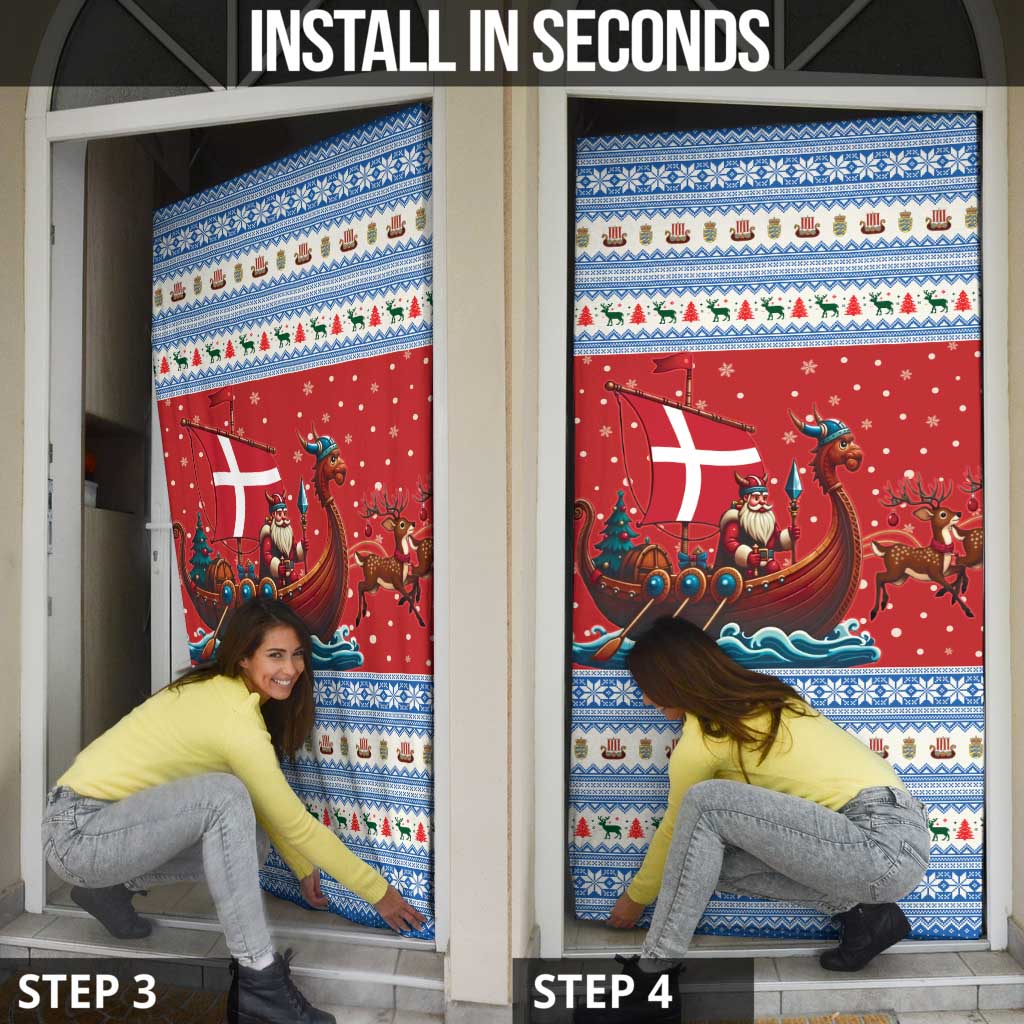 Denmark Viking Santa Christmas Door Cover Funny Reindeer Norse Xmas - Wonder Print Shop