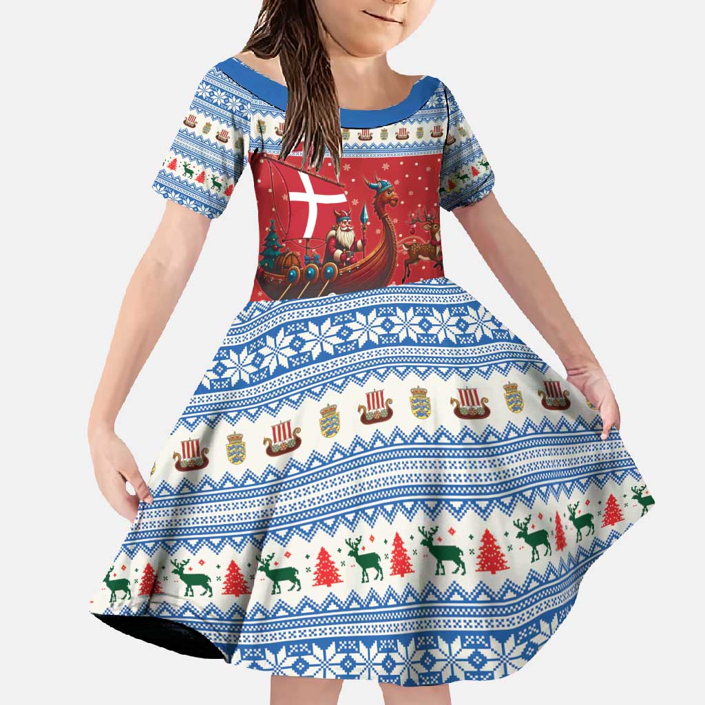 Denmark Viking Santa Christmas Family Matching Long Sleeve Bodycon Dress and Hawaiian Shirt Funny Reindeer Norse Xmas - Wonder Print Shop
