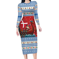 Denmark Viking Santa Christmas Family Matching Long Sleeve Bodycon Dress and Hawaiian Shirt Funny Reindeer Norse Xmas - Wonder Print Shop