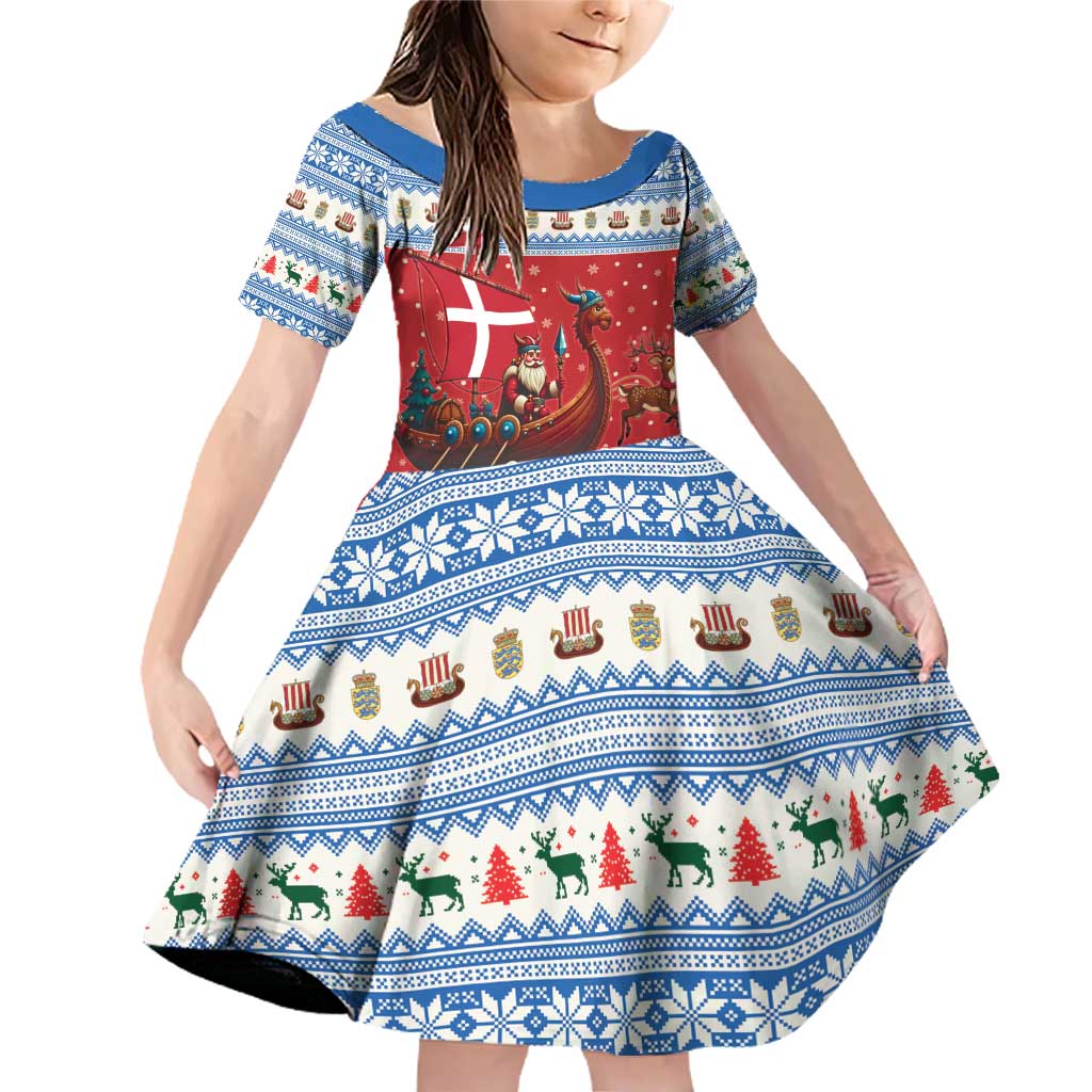 Denmark Viking Santa Christmas Family Matching Off Shoulder Short Dress and Hawaiian Shirt Funny Reindeer Norse Xmas - Wonder Print Shop