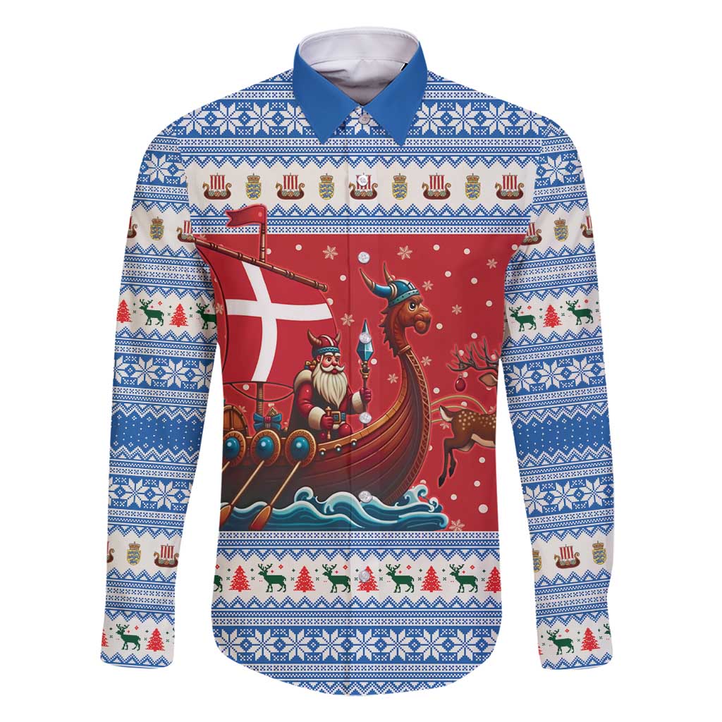 Denmark Viking Santa Christmas Family Matching Off Shoulder Short Dress and Hawaiian Shirt Funny Reindeer Norse Xmas - Wonder Print Shop