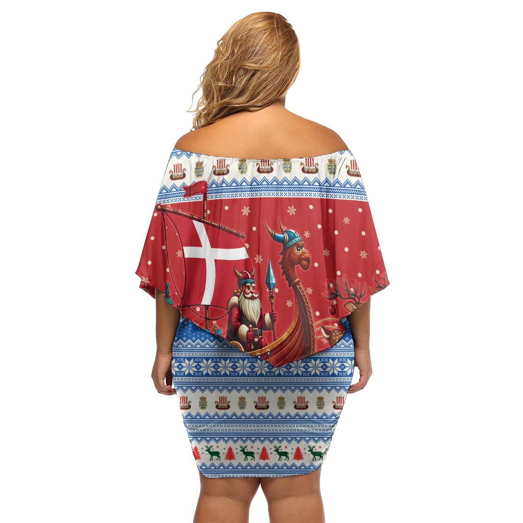 Denmark Viking Santa Christmas Family Matching Off Shoulder Short Dress and Hawaiian Shirt Funny Reindeer Norse Xmas - Wonder Print Shop