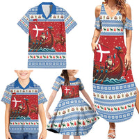 Denmark Viking Santa Christmas Family Matching Summer Maxi Dress and Hawaiian Shirt Funny Reindeer Norse Xmas - Wonder Print Shop