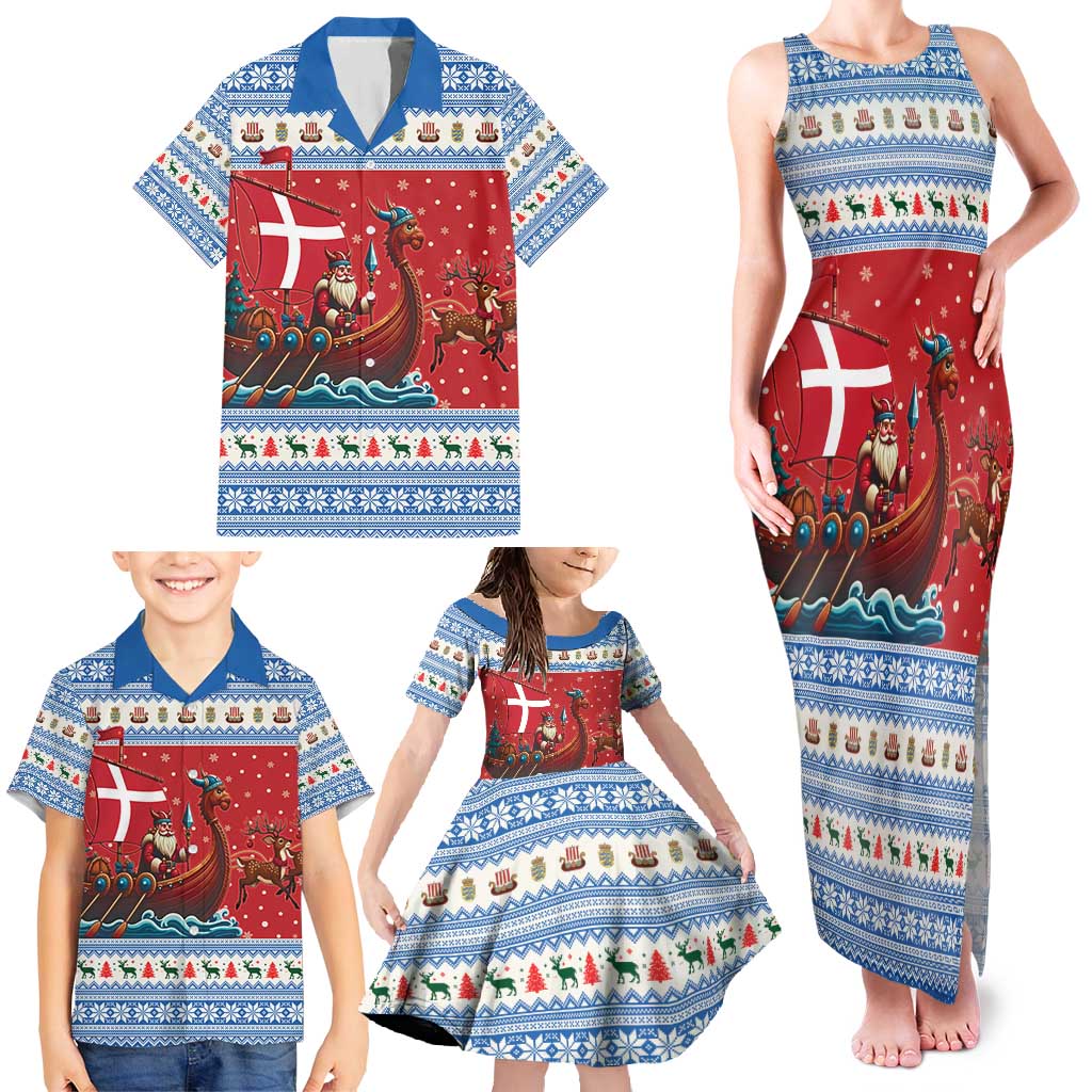 Denmark Viking Santa Christmas Family Matching Tank Maxi Dress and Hawaiian Shirt Funny Reindeer Norse Xmas - Wonder Print Shop