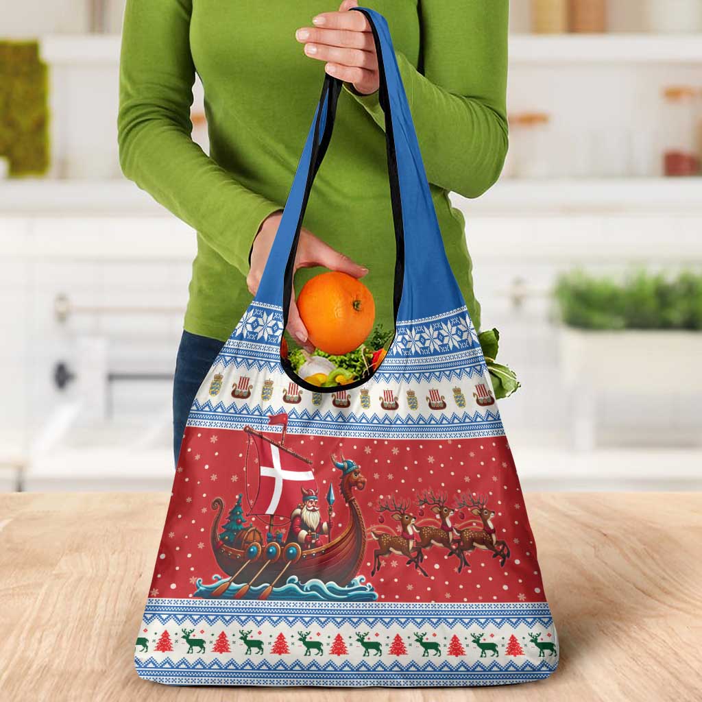 Denmark Viking Santa Christmas Grocery Bag Funny Reindeer Norse Xmas - Wonder Print Shop