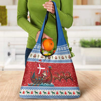 Denmark Viking Santa Christmas Grocery Bag Funny Reindeer Norse Xmas - Wonder Print Shop