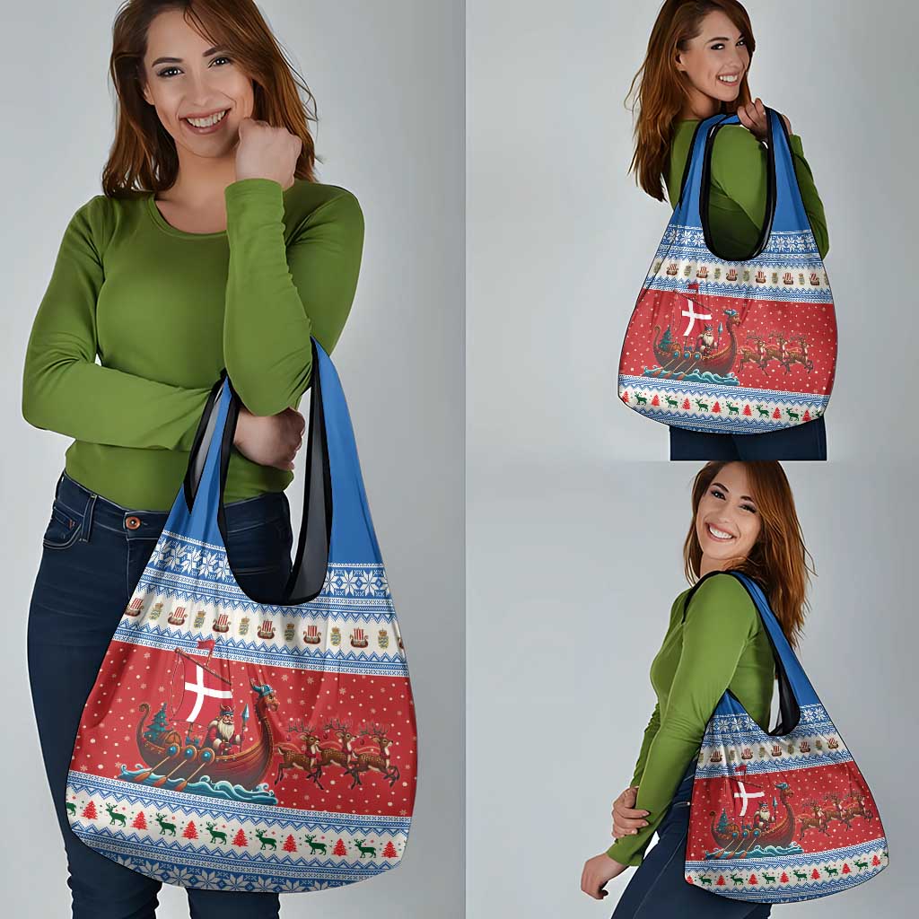 Denmark Viking Santa Christmas Grocery Bag Funny Reindeer Norse Xmas - Wonder Print Shop