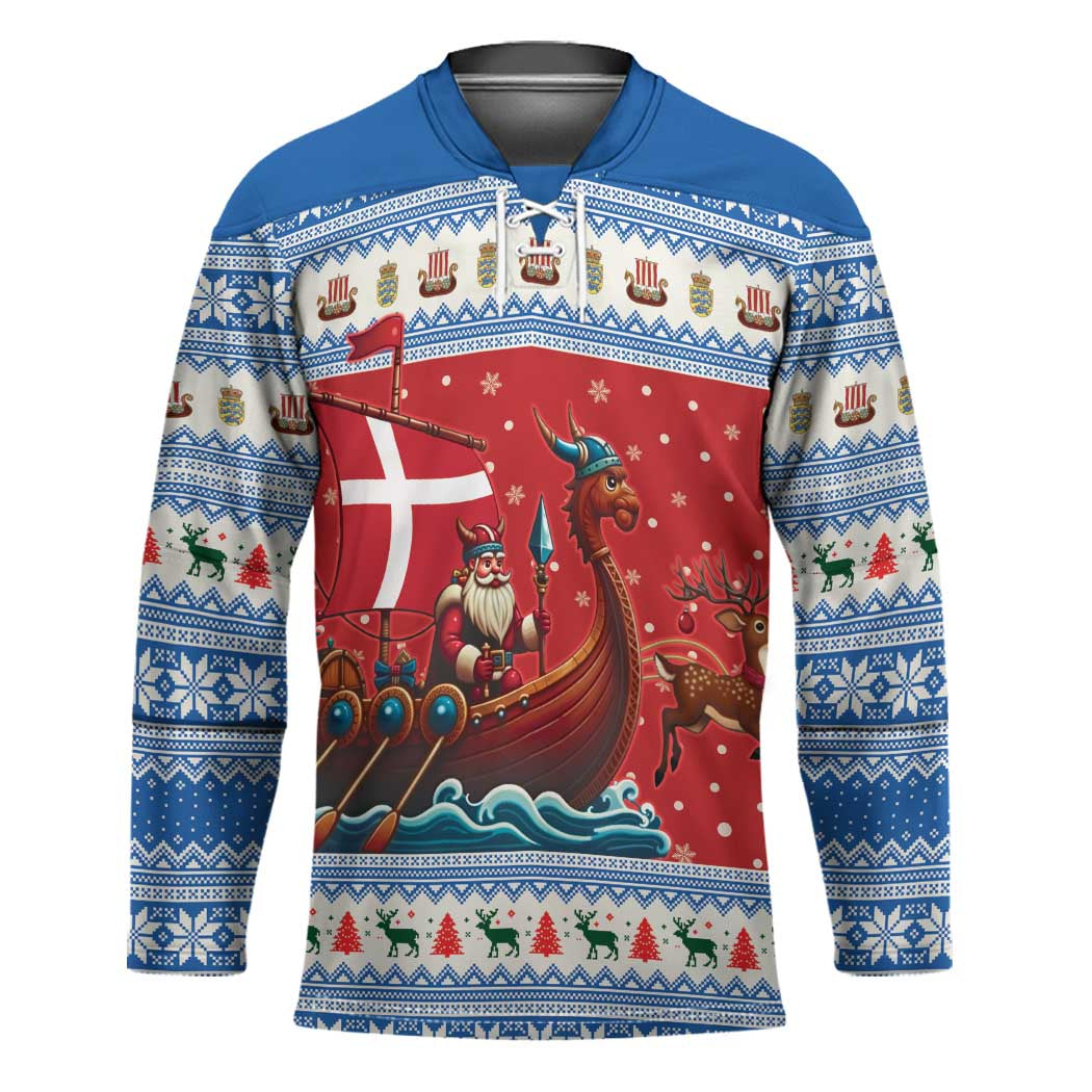 Denmark Viking Santa Christmas Hockey Jersey Funny Reindeer Norse Xmas - Wonder Print Shop